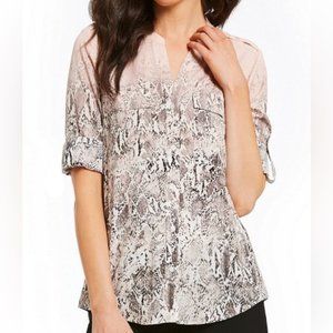 Calvin Klein Pink Ombré Snakeskin Blouse - Size Medium